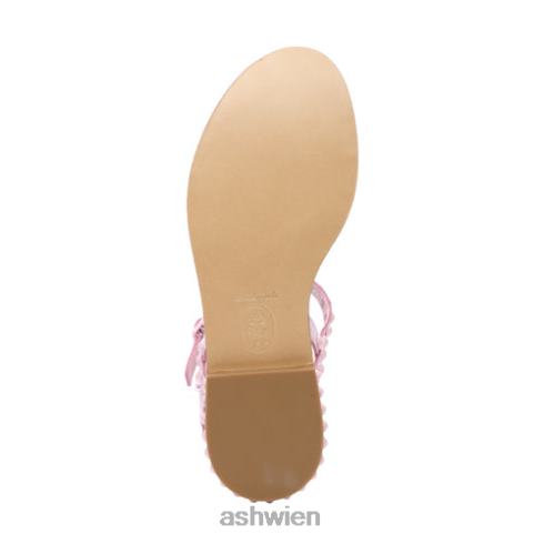 Flache Sandale mit farblich abgestimmten Nieten von Play Bis Frauen Kristallrose HH4JJ58 ASH Sandalen
