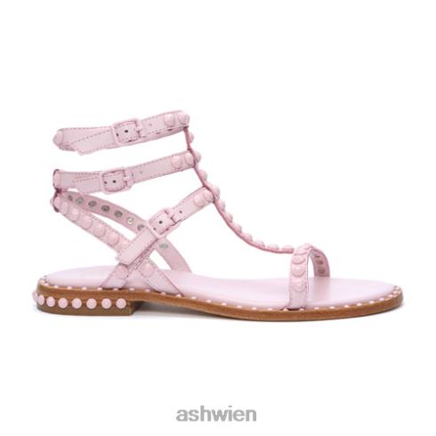 Flache Sandale mit farblich abgestimmten Nieten von Play Bis Frauen Kristallrose HH4JJ58 ASH Sandalen