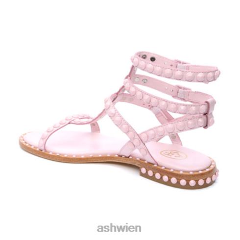 Flache Sandale mit farblich abgestimmten Nieten von Play Bis Frauen Kristallrose HH4JJ58 ASH Sandalen