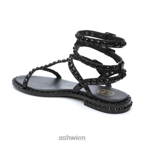 Flache Sandale mit farblich abgestimmten Nieten von Play Bis Frauen Schwarz HH4JJ57 ASH Sandalen
