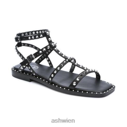 Maeva flache Sandale mit eckiger Zehenpartie und Nieten Frauen Schwarz HH4JJ72 ASH Sandalen