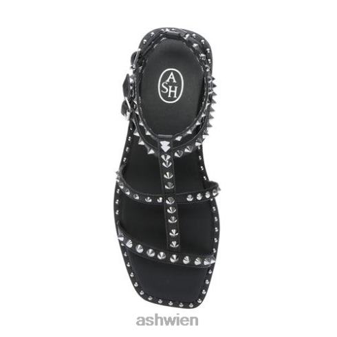 Maeva flache Sandale mit eckiger Zehenpartie und Nieten Frauen Schwarz HH4JJ72 ASH Sandalen