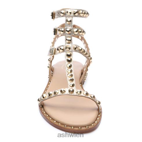 Play flache Sandale mit Metallnieten Frauen hell Gold HH4JJ52 ASH Sandalen
