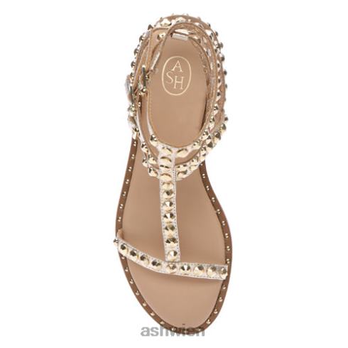 Play flache Sandale mit Metallnieten Frauen hell Gold HH4JJ52 ASH Sandalen
