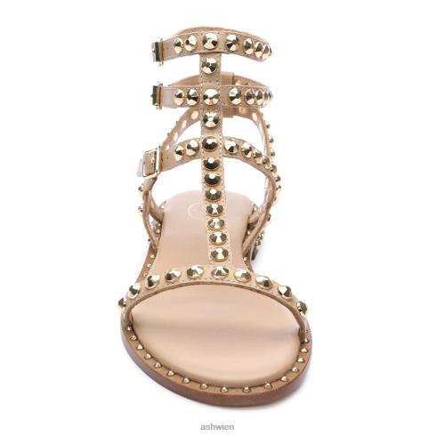 Play flache Sandale mit Nieten Frauen Haut/Gold HH4JJ56 ASH Sandalen
